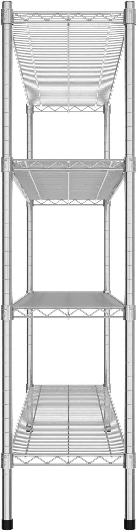 Commercial NSF Listed Chrome Stationary Wire Shelving Kit 14" x 60" x 54", with 4 Shelves Perfect for Warehouse, Walk-in Refrigerator, Freezer, Grocery Store, Restaurant, Dishroom