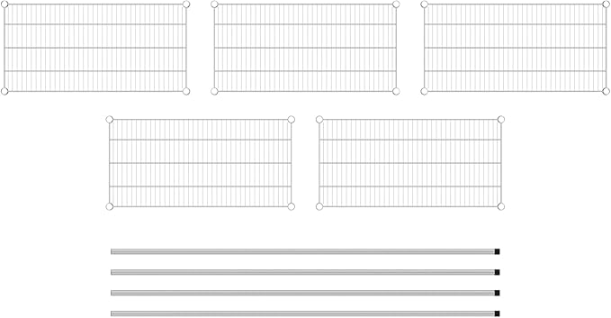 Commercial NSF Listed Chrome Stationary Wire Shelving Kit 18" x 36" x 74", with 5 Shelves Perfect for Warehouse, Walk-in Refrigerator, Freezer, Grocery Store, Restaurant, Dishroom