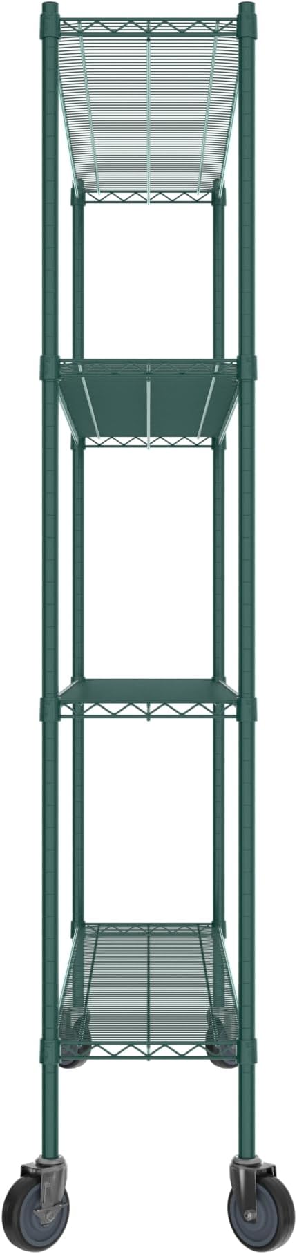 Commercial NSF Listed Green Epoxy Mobile Wire Shelving Kit 14" x 60" x 80", with 4 Shelves Perfect for Warehouse, Walk-in Refrigerator, Freezer, Grocery Store, Restaurant, Dishroom