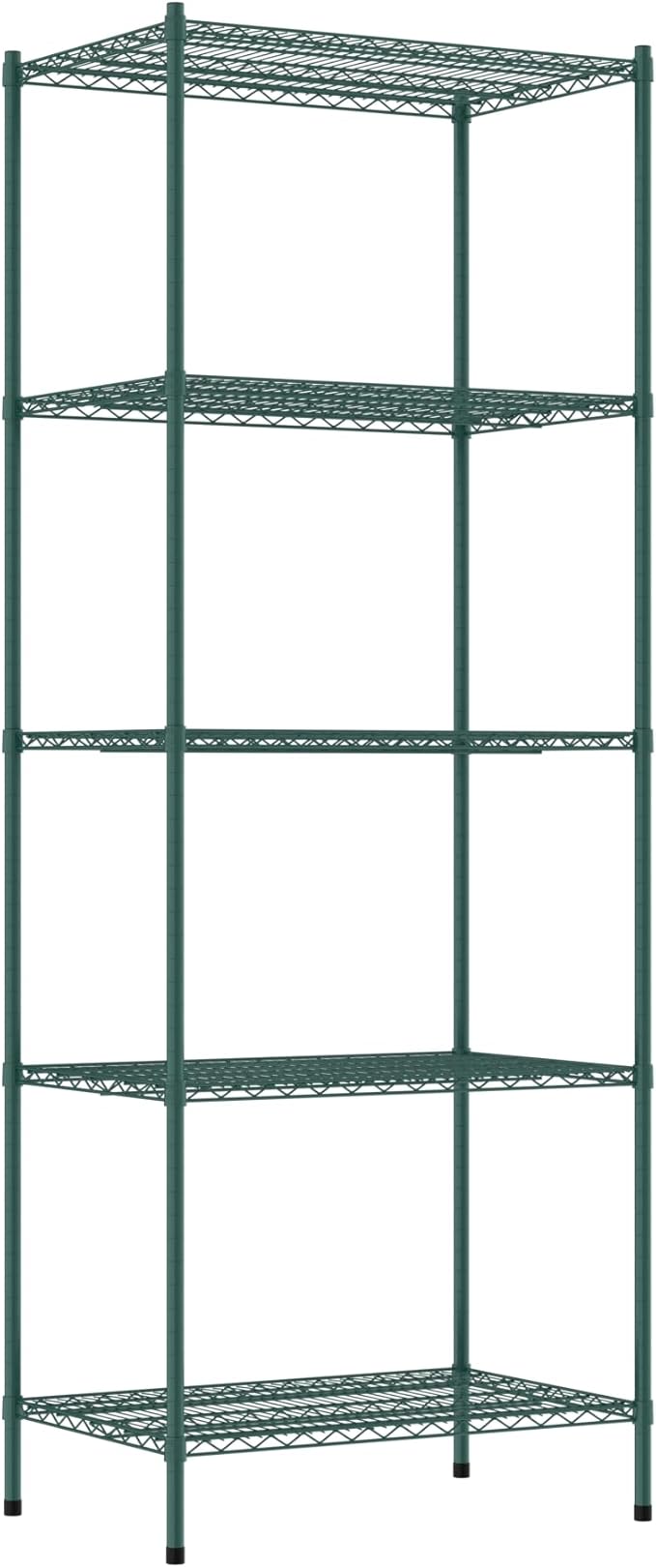 Commercial NSF Listed Green Epoxy Stationary Wire Shelving Kit 24" x 36" x 96", with 5 Shelves Perfect for Warehouse, Walk-in Refrigerator, Freezer, Grocery Store, Restaurant, Dishroom