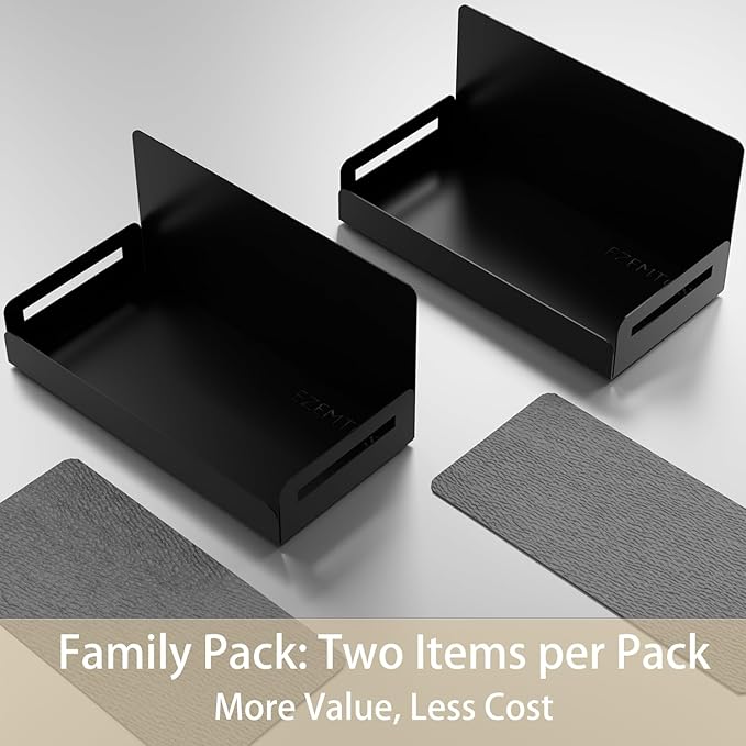 Ezemtos 2-Pack Magnetic Spice Rack for Refrigerator - Heavy-Duty 20LB Capacity - Strong Magnetic Shelves for Classroom Whiteboards and Garage Tools, Kitchen Organizer for Utensils, Black