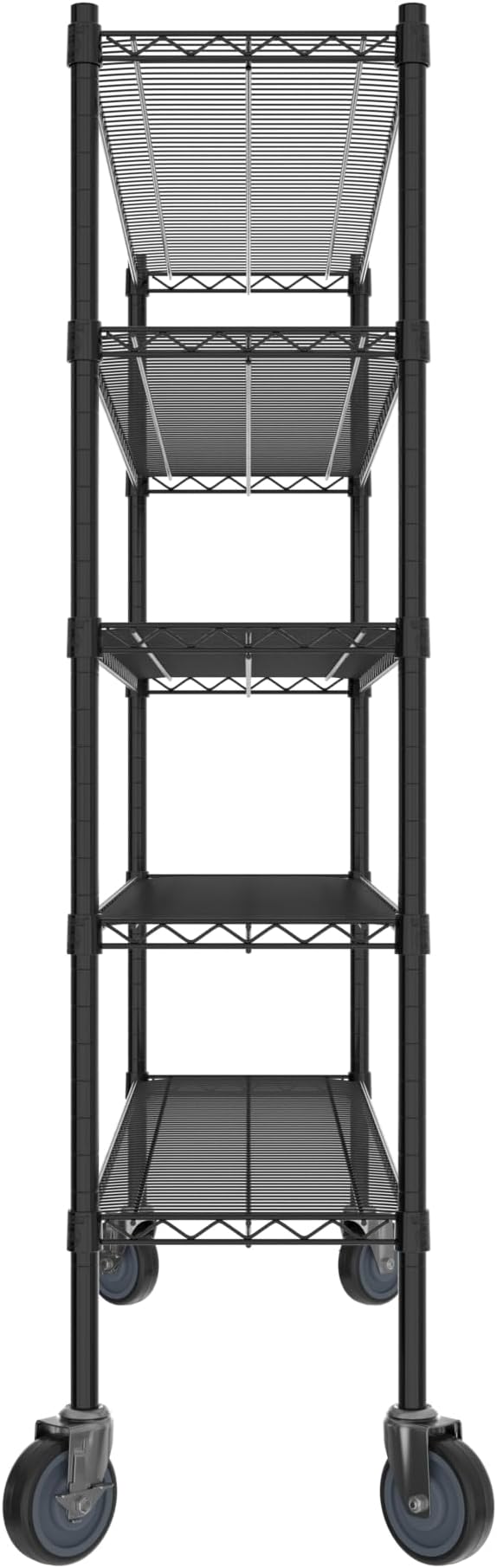 Commercial NSF Listed Black Epoxy Mobile Wire Shelving Kit 14" x 54" x 60", with 5 Shelves Perfect for Warehouse, Walk-in Refrigerator, Freezer, Grocery Store, Restaurant, Dishroom