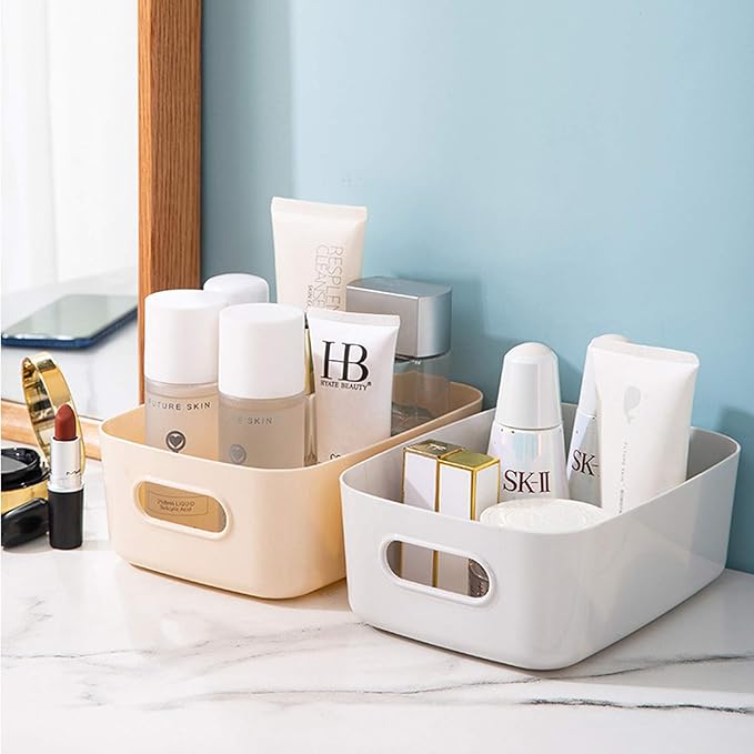 OWill 7 Pcs 2.1 L Plastic Storage B-ins and Baskets for Efficient Home Classroom Organization Small Containers in Multicolour for Kitchen, Cupboard box, and Bathroom Organizer on Shelves and Tubs