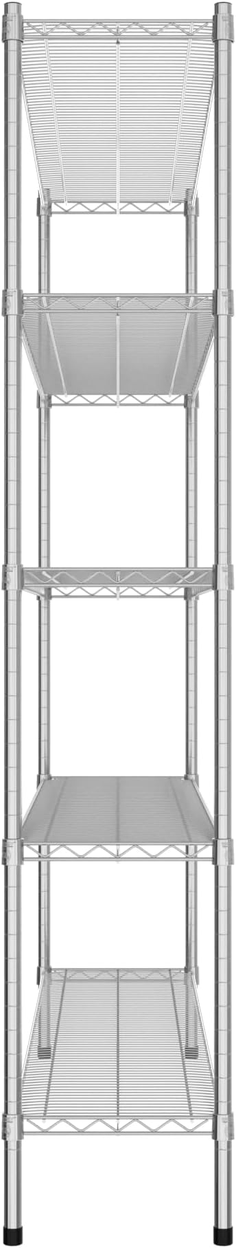 Commercial NSF Listed Chrome Stationary Wire Shelving Kit 14" x 60" x 74", with 5 Shelves Perfect for Warehouse, Walk-in Refrigerator, Freezer, Grocery Store, Restaurant, Dishroom