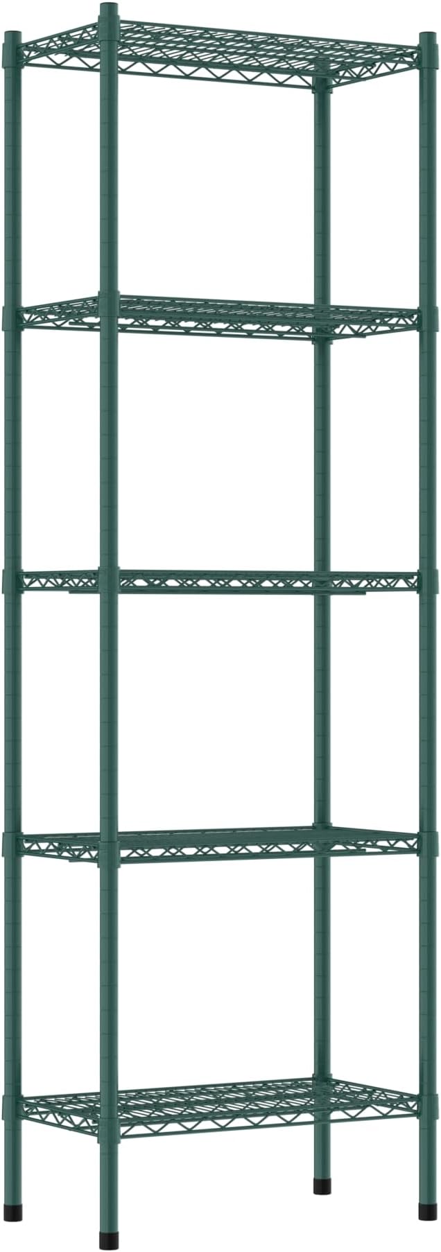 Commercial NSF Listed Green Epoxy Stationary Wire Shelving Kit 14" x 24" x 74", with 5 Shelves Perfect for Warehouse, Walk-in Refrigerator, Freezer, Grocery Store, Restaurant, Dishroom