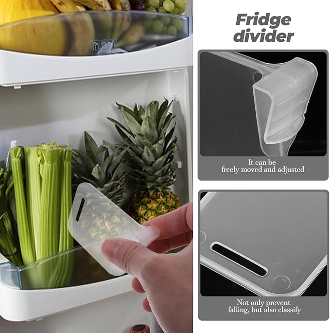 40Pcs Clear Fridge Divider Set Fridge Door Organizer Plastic Clip Dresser Drawer Refrigerator Seperators Adjustable Retractable Kitchen Storage Home Office Clear Multifunctional Supplies