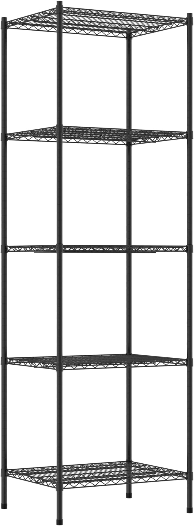 Commercial NSF Listed Black Epoxy Stationary Wire Shelving Kit 24" x 30" x 96", with 5 Shelves Perfect for Warehouse, Walk-in Refrigerator, Freezer, Grocery Store, Restaurant, Dishroom