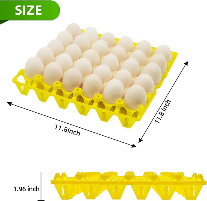 Aqwxc 4-Pack Plastic Egg Tray Egg Crate, 30-Egg Flats for Home Chicken Farmers, Stackable & Durable, Great for Storing, Sorting & Shipping, and Reusable (4-Pack Yellow)