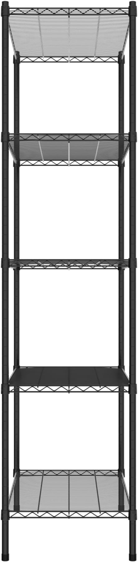 Commercial NSF Listed Black Epoxy Stationary Wire Shelving Kit 21" x 36" x 86", with 5 Shelves Perfect for Warehouse, Walk-in Refrigerator, Freezer, Grocery Store, Restaurant, Dishroom