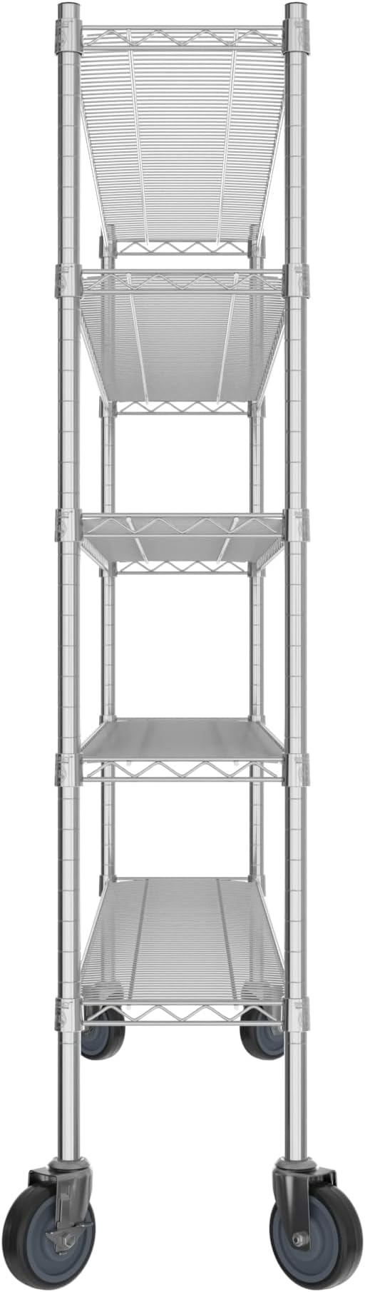 Commercial NSF Listed Chrome Mobile Wire Shelving Kit 12" x 60" x 60", with 5 Shelves Perfect for Warehouse, Walk-in Refrigerator, Freezer, Grocery Store, Restaurant, Dishroom