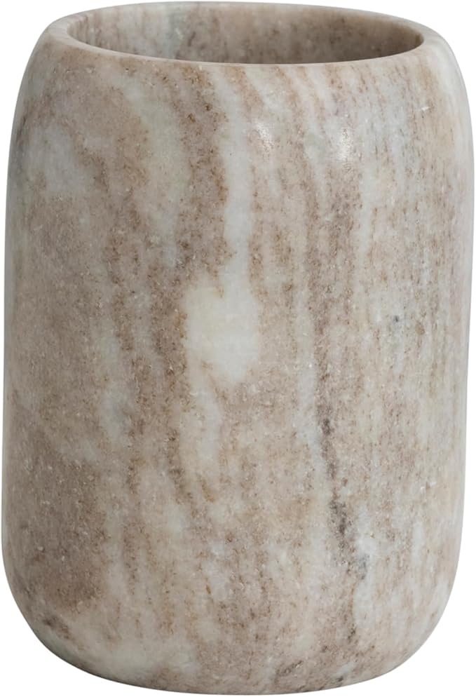 Creative Co-Op Modern Marble Bottle Holder, White Crock, Natural