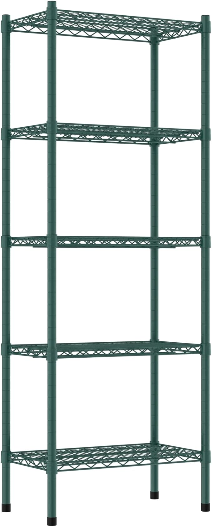 Commercial NSF Listed Green Epoxy Stationary Wire Shelving Kit 14" x 24" x 64", with 5 Shelves Perfect for Warehouse, Walk-in Refrigerator, Freezer, Grocery Store, Restaurant, Dishroom