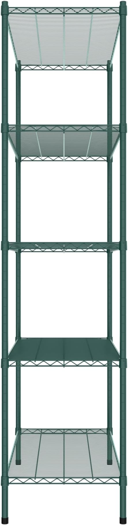 Commercial NSF Listed Green Epoxy Stationary Wire Shelving Kit 21" x 48" x 86", with 5 Shelves Perfect for Warehouse, Walk-in Refrigerator, Freezer, Grocery Store, Restaurant, Dishroom