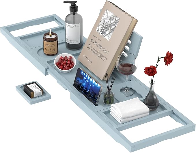 Yirilan Bathtub Trays for Tub,Bath Tray, Foldable Bathtub Caddy,Bathtub Tray,Grey