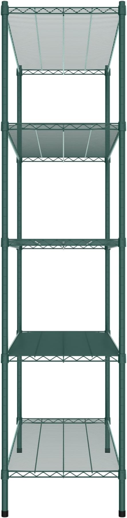 Commercial NSF Listed Green Epoxy Stationary Wire Shelving Kit 21" x 54" x 86", with 5 Shelves Perfect for Warehouse, Walk-in Refrigerator, Freezer, Grocery Store, Restaurant, Dishroom