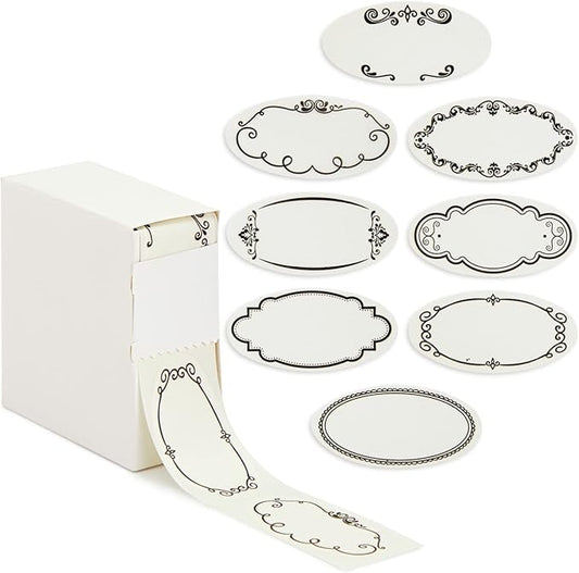 Juvale Dissolvable Food Labels - 300 Pack, White Rectangular, 1.1 x 2.25 in - Canning Jar Labels & Pantry & Freezer Container Stickers - 8 Unique Designs