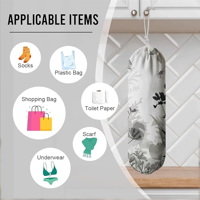 Aesthetic Grocery Bag Holder, Shopping Trash Bags Organizer, Modern Decorative Bag Storage Dispenser for Home Kitchen, Gifts for Women Family Friends Grandma Mom
