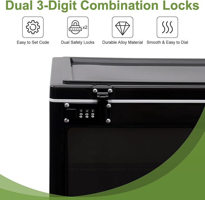 Large Medicine Lock Box, Clear Lockbox for Medication, 24L Lockable Storage Box with Dual 3-Digit Combination Locks for Snacks/Phone/Electronics, Organizer Bin for Home/Office/Fridge/School