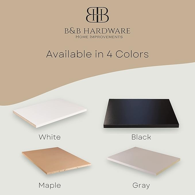 B&B HARDWARE Cabinet Shelves - Melamine 3/4'' Thick - Custom Organize Space with Stylish Cabinet Melamine Shelves Cut to Size - Perfect Solution for Home & Office - (17" Depth x 20 inches Length)