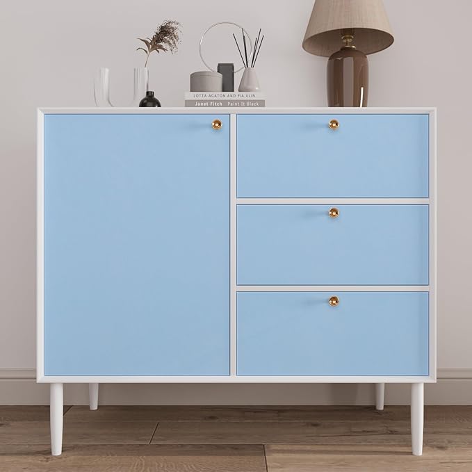 VaryPaper 15.7" x 78.7" Light Blue Flocking Velvet Drawer Liner Self Adhesive Felt Lining Soft Fabric Jewelry Box Liner Velvet Wallpaper Peel and Stick Blue Contact Paper for Cabinets Dresser Shelves