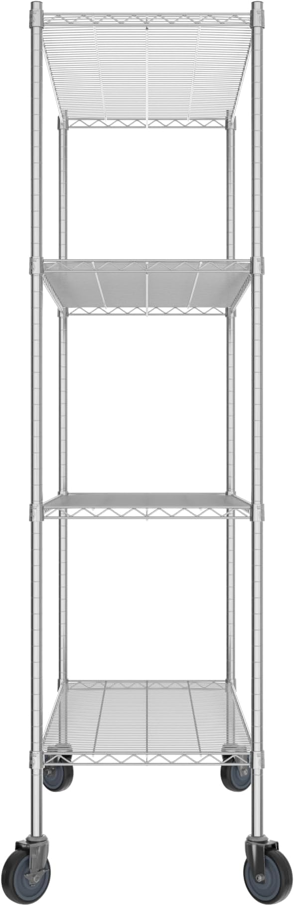 Commercial NSF Listed Chrome Mobile Wire Shelving Kit 21" x 48" x 80", with 4 Shelves Perfect for Warehouse, Walk-in Refrigerator, Freezer, Grocery Store, Restaurant, Dishroom