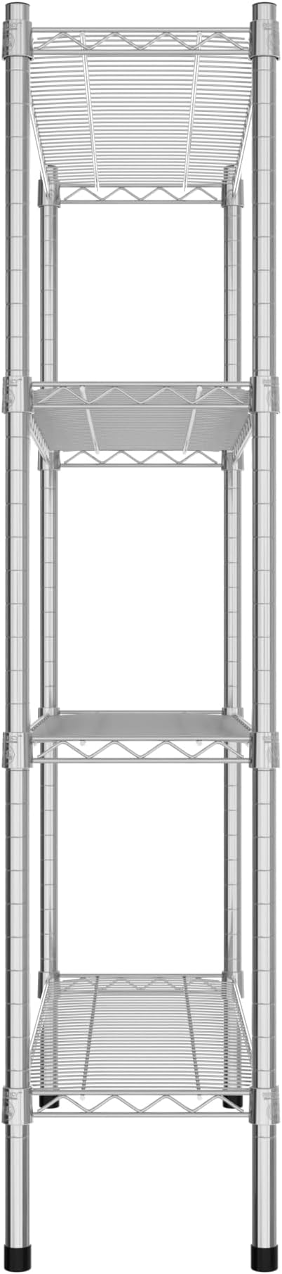 Commercial NSF Listed Chrome Stationary Wire Shelving Kit 12" x 36" x 54", with 4 Shelves Perfect for Warehouse, Walk-in Refrigerator, Freezer, Grocery Store, Restaurant, Dishroom