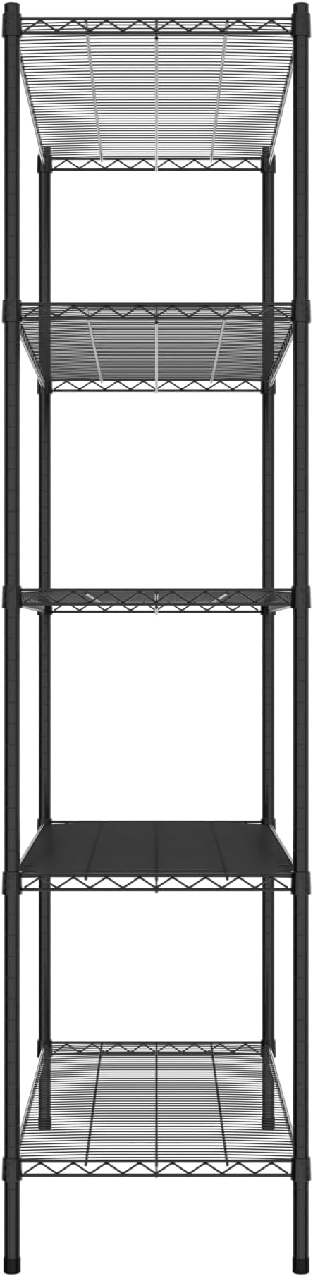 Commercial NSF Listed Black Epoxy Stationary Wire Shelving Kit 21" x 48" x 86", with 5 Shelves Perfect for Warehouse, Walk-in Refrigerator, Freezer, Grocery Store, Restaurant, Dishroom