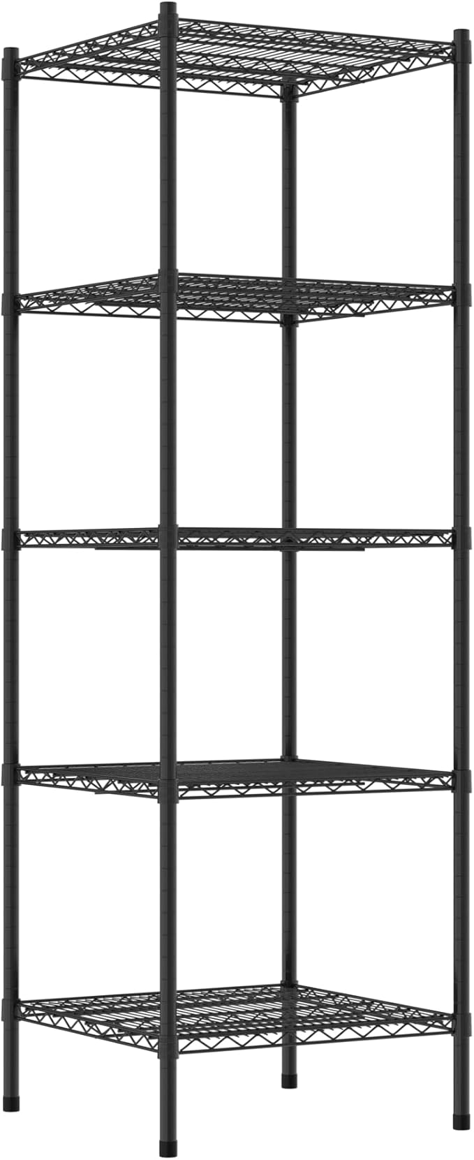 Commercial NSF Listed Black Epoxy Stationary Wire Shelving Kit 24" x 24" x 74", with 5 Shelves Perfect for Warehouse, Walk-in Refrigerator, Freezer, Grocery Store, Restaurant, Dishroom