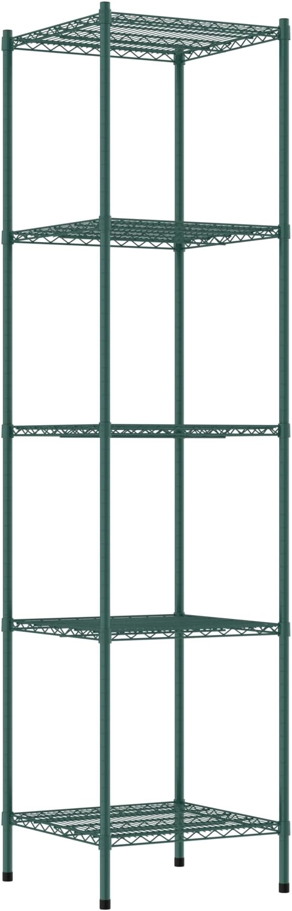 Commercial NSF Listed Green Epoxy Stationary Wire Shelving Kit 24" x 24" x 96", with 5 Shelves Perfect for Warehouse, Walk-in Refrigerator, Freezer, Grocery Store, Restaurant, Dishroom