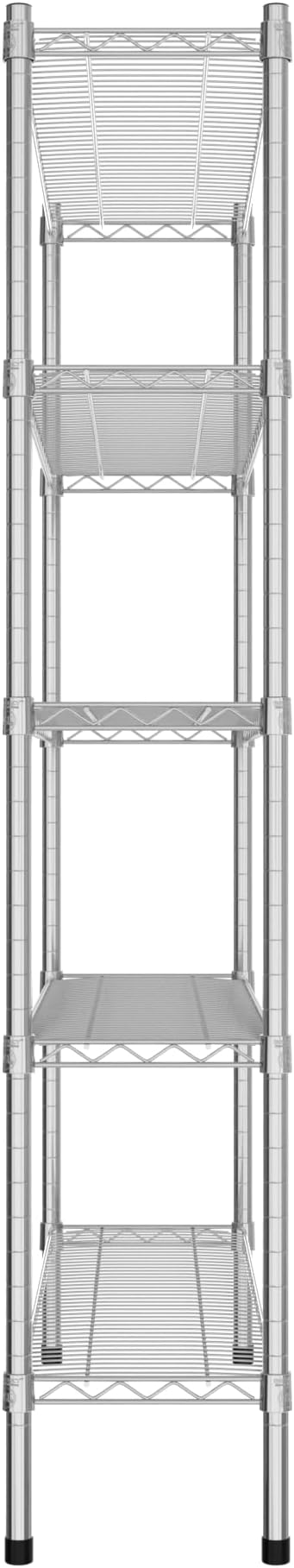 Commercial NSF Listed Chrome Stationary Wire Shelving Kit 12" x 42" x 64", with 5 Shelves Perfect for Warehouse, Walk-in Refrigerator, Freezer, Grocery Store, Restaurant, Dishroom