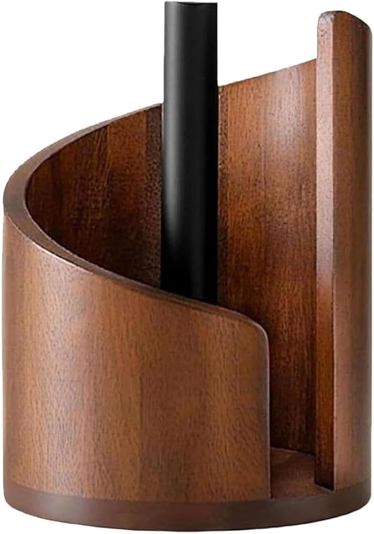 Mountain Paper Towel Holder,2026 New Wooden Stand with Iron Base,One-Handed Operation, Fits Jumbo Rolls,Modern Countertop Towel Holder for Kitchen & Bathroom