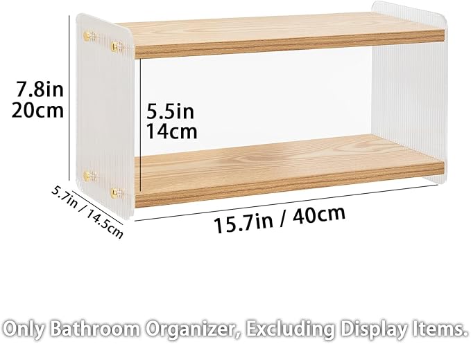 SARUFO Bathroom Counter Organizer, 2 Tier Vanity Shelf for Makeup, Skincare, Perfume, Cologne and Cosmetics - Countertop Storage for Sink, Vanity, Dresser, Cabinet, Rack and Tray