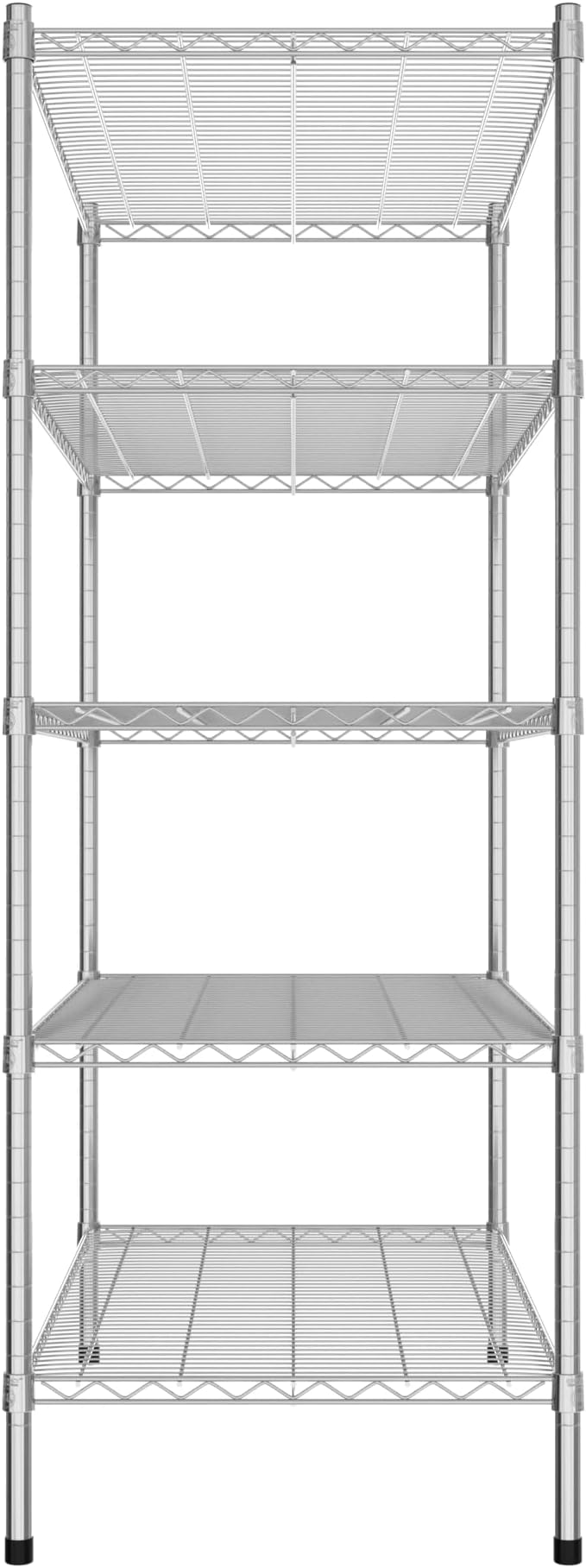 Commercial NSF Listed Chrome Stationary Wire Shelving Kit 24" x 42" x 64", with 5 Shelves Perfect for Warehouse, Walk-in Refrigerator, Freezer, Grocery Store, Restaurant, Dishroom