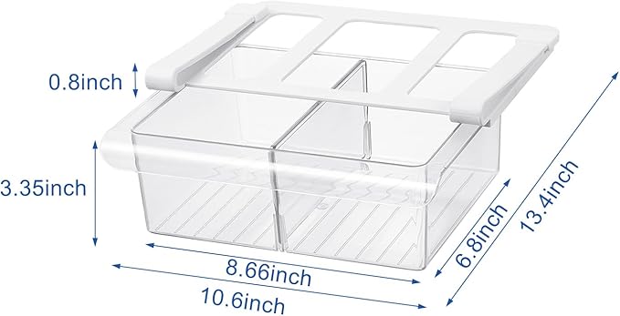 Bronkeeper Pull-Out Fridge Drawer Organizer - Under Shelf Storage Bins for Refrigerator Organization for Fruits Vegetables, Cheese & Deli (Tall & Narrow with dividers)