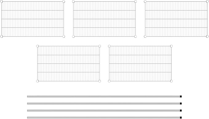 Commercial NSF Listed Chrome Stationary Wire Shelving Kit 21" x 36" x 86", with 5 Shelves Perfect for Warehouse, Walk-in Refrigerator, Freezer, Grocery Store, Restaurant, Dishroom