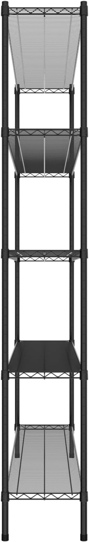 Commercial NSF Listed Black Epoxy Stationary Wire Shelving Kit 14" x 72" x 86", with 5 Shelves Perfect for Warehouse, Walk-in Refrigerator, Freezer, Grocery Store, Restaurant, Dishroom