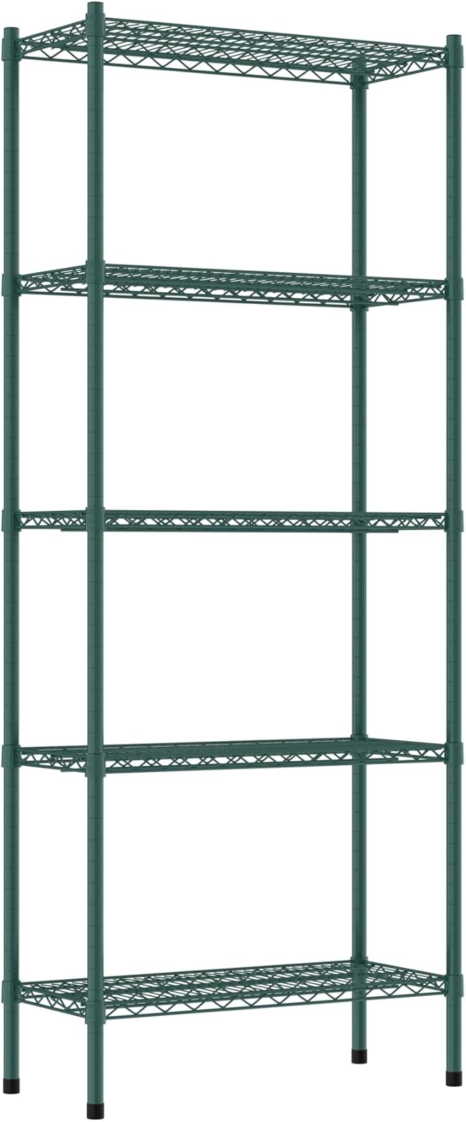 Commercial NSF Listed Green Epoxy Stationary Wire Shelving Kit 14" x 30" x 74", with 5 Shelves Perfect for Warehouse, Walk-in Refrigerator, Freezer, Grocery Store, Restaurant, Dishroom