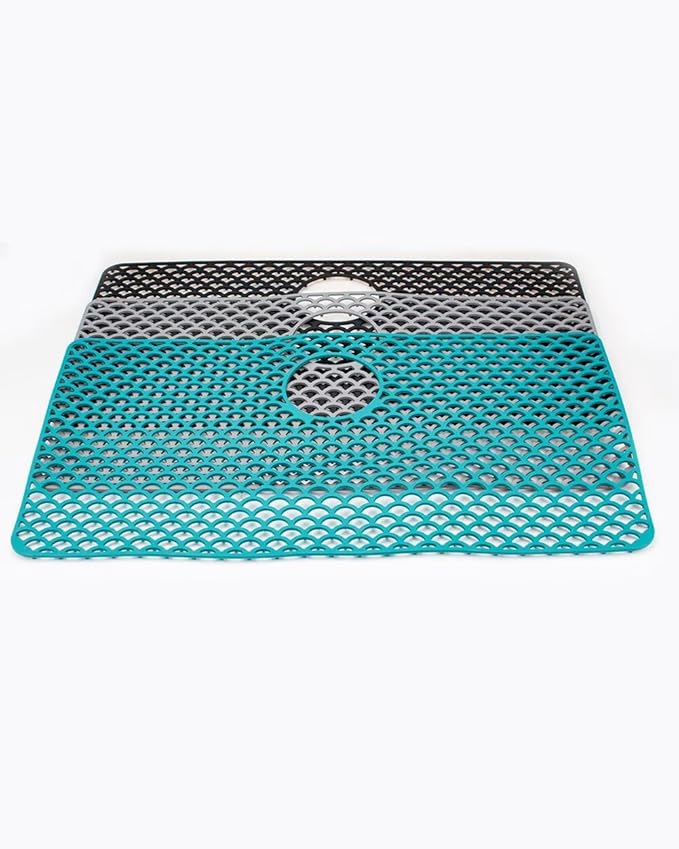 SEEK RARE Kitchen Sink Mat 28.3 x 15.2in Silicone Sink Mat Non Slip Sink Protector for Farmhouse Kitchen Grey A