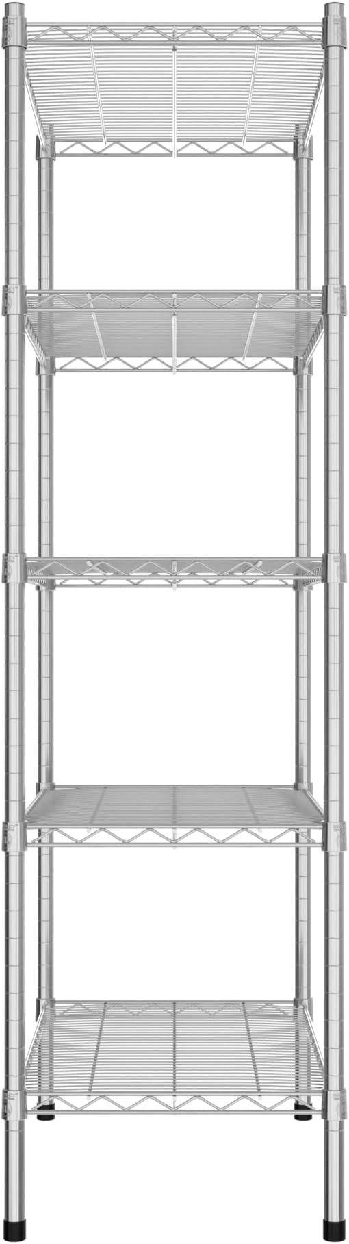 Commercial NSF Listed Chrome Stationary Wire Shelving Kit 18" x 30" x 64", with 5 Shelves Perfect for Warehouse, Walk-in Refrigerator, Freezer, Grocery Store, Restaurant, Dishroom