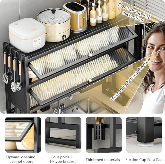 Over Sink Dish Drying Rack, Iron Over The Sink Dish Rack, Over Sink Rack, for Dishes, Glasses, Bowls, Cutlery White 25.59in