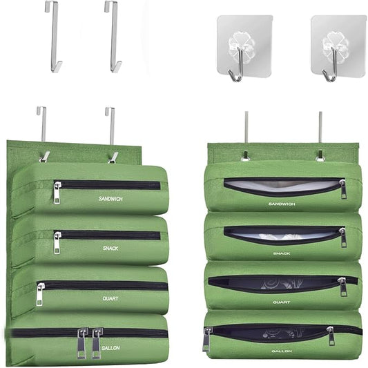 Zipper Bag Organizer Compatible with Gallon, Quart, Sandwich & Snack Food Storage Bag, Kitchen Plastic Bag Storage Organizer for Kitchen RV Camper