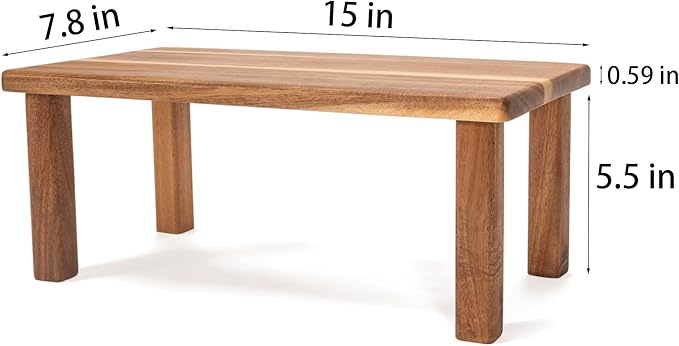 Acacia Wooden Desktop Organizer Shelf Kitchen Cabinet and Counter Riser Display Shelf for Top of Desk Home Office Bathroom Coffee Table Display Stand