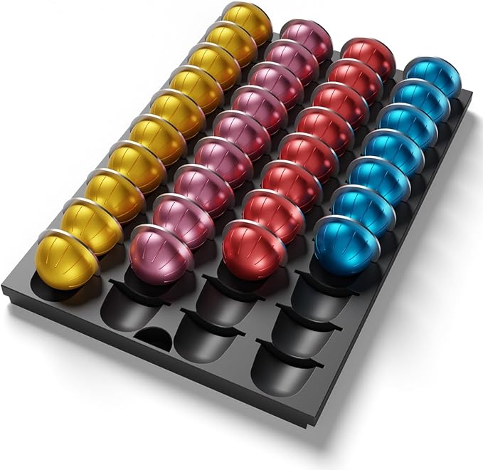 Coffee Pod Drawer Insert Compatible with Nespresso Vertuo，40 Capsules Storage Holder Tray for Counter Drawer in Home Kitchen Office