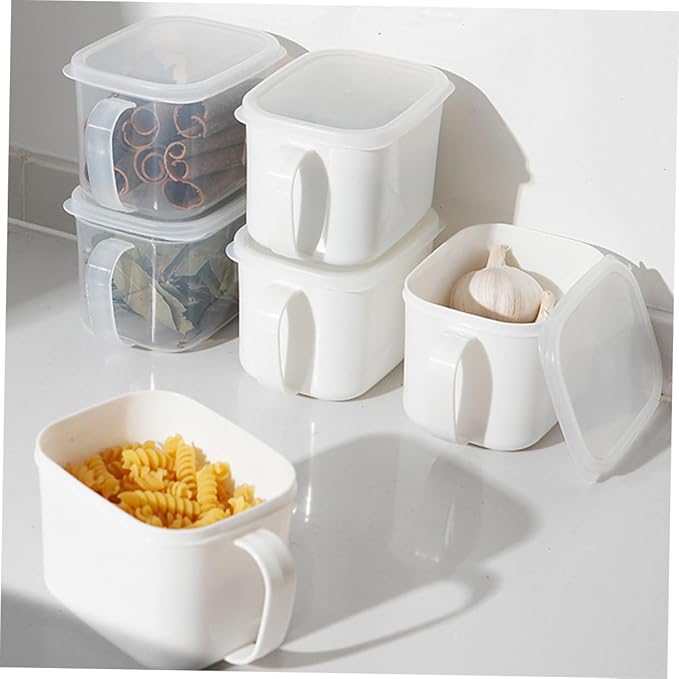 2pcs Large White Plastic Food Storage Containers with Handle and Label, Airtight Dry Food and Cereal Canisters for Refrigerator Organization