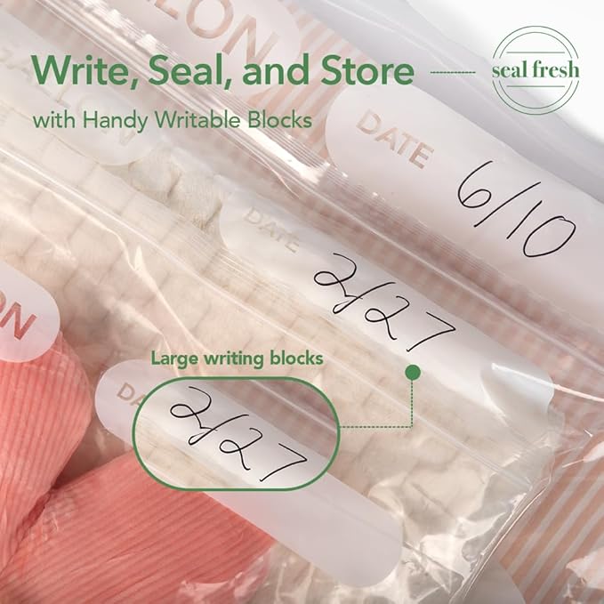 Seal Fresh 5 Gallon Large Plastic Storage Bags – 18" x 24" (90 Count) – Reusuable XXL Extra Large Heavy Duty Clear Jumbo Freezer Zip Bags with Sealable Zipper Top For Clothes, Travel, Moving