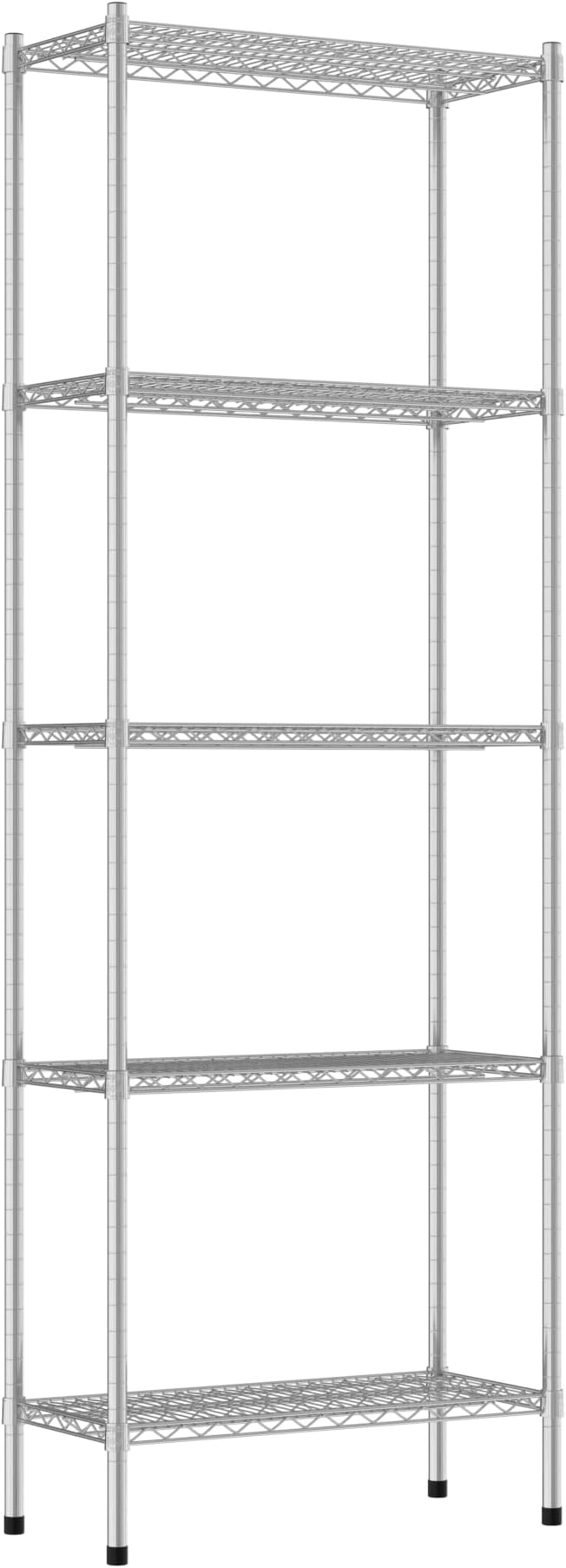 Commercial NSF Listed Chrome Stationary Wire Shelving Kit 14" x 30" x 86", with 5 Shelves Perfect for Warehouse, Walk-in Refrigerator, Freezer, Grocery Store, Restaurant, Dishroom
