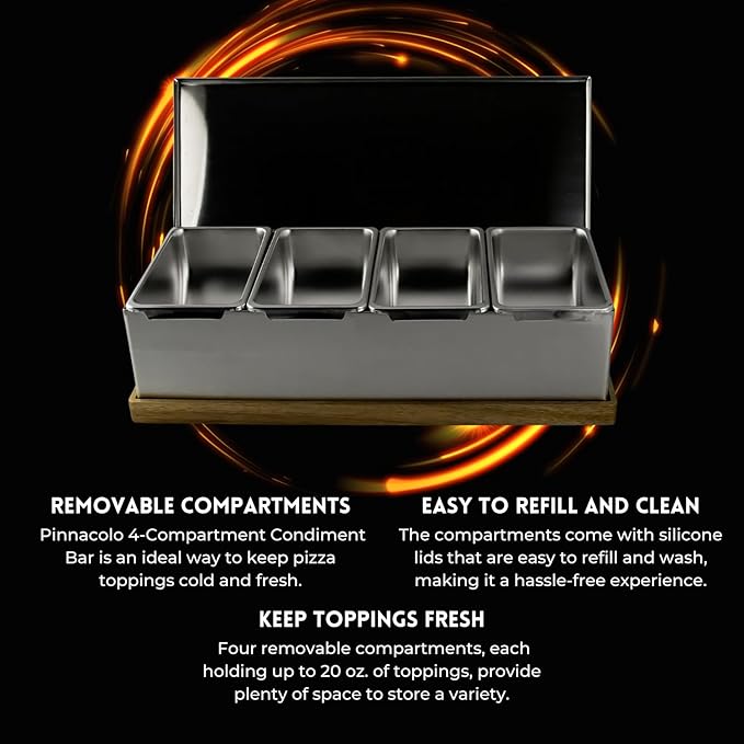 4 Slot Condiment Carrier, Stainless Steel Holders, Silicone Lids, and Gel Packs - Portable and Versatile for Outdoor BBQs and Parties