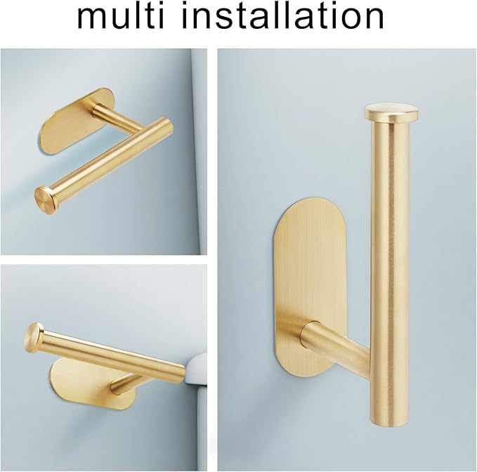 YUET Toilet Paper Holder Self Adhesive, Premium Thicken SUS304 Stainless Steel Rustproof Adhesive Toilet Roll Holder No Drilling for Bathroom, Kitchen, Washroom, Rv