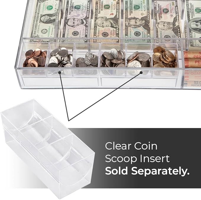 Clear Money Tray -17-1/2W x 3H x 17-1/2D- Cash Tray