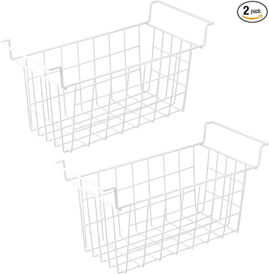 Orgneas 17.5 Inch Freezer Organizer Bins for Chest Freezer Refrigerator Basket Storage Rack Bins Deep Freezer Metal Wire Baskets 2Pcs